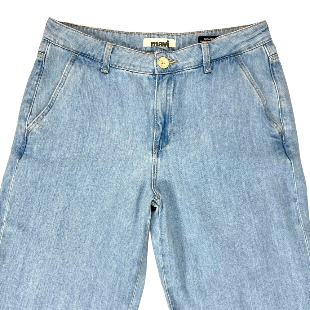 Mavi Women 28x32 Miracle High Rise Wide Leg Light Blue Wash‎ Denim Jeans - Picture 2 of 9